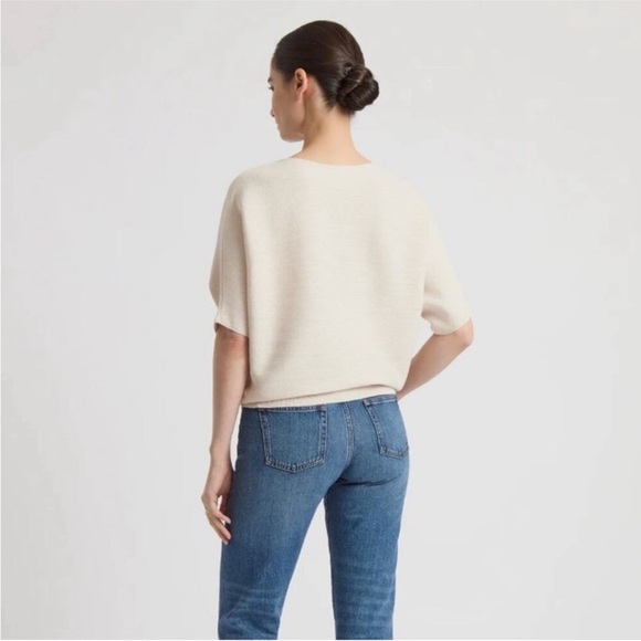 The Reset R Label Ribbed Short Sleeve Pullover Sweater in Cream Size Large / XL - Picture 3 of 10